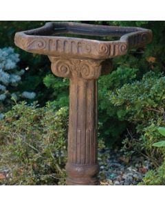 Distressed Fluted Birdbath